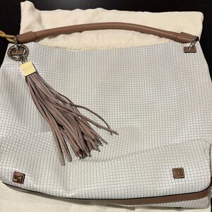 Elegant White and Brown Handbag